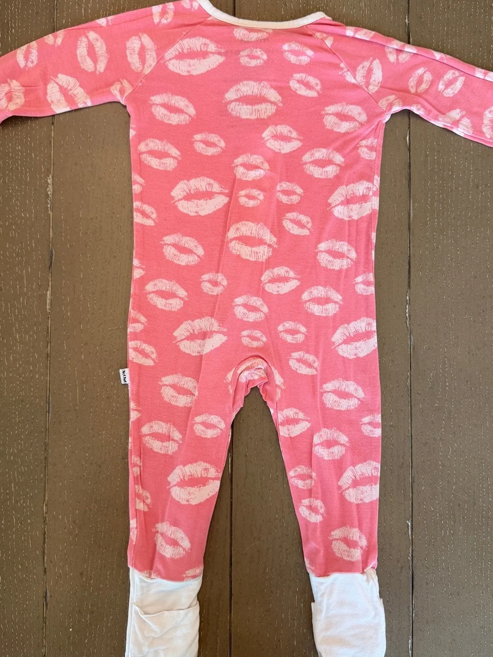 Little Sleepies Pink Long-Sleeve Bamboo Footie Sleeper/Kisses Onesie • Size 0-3M
